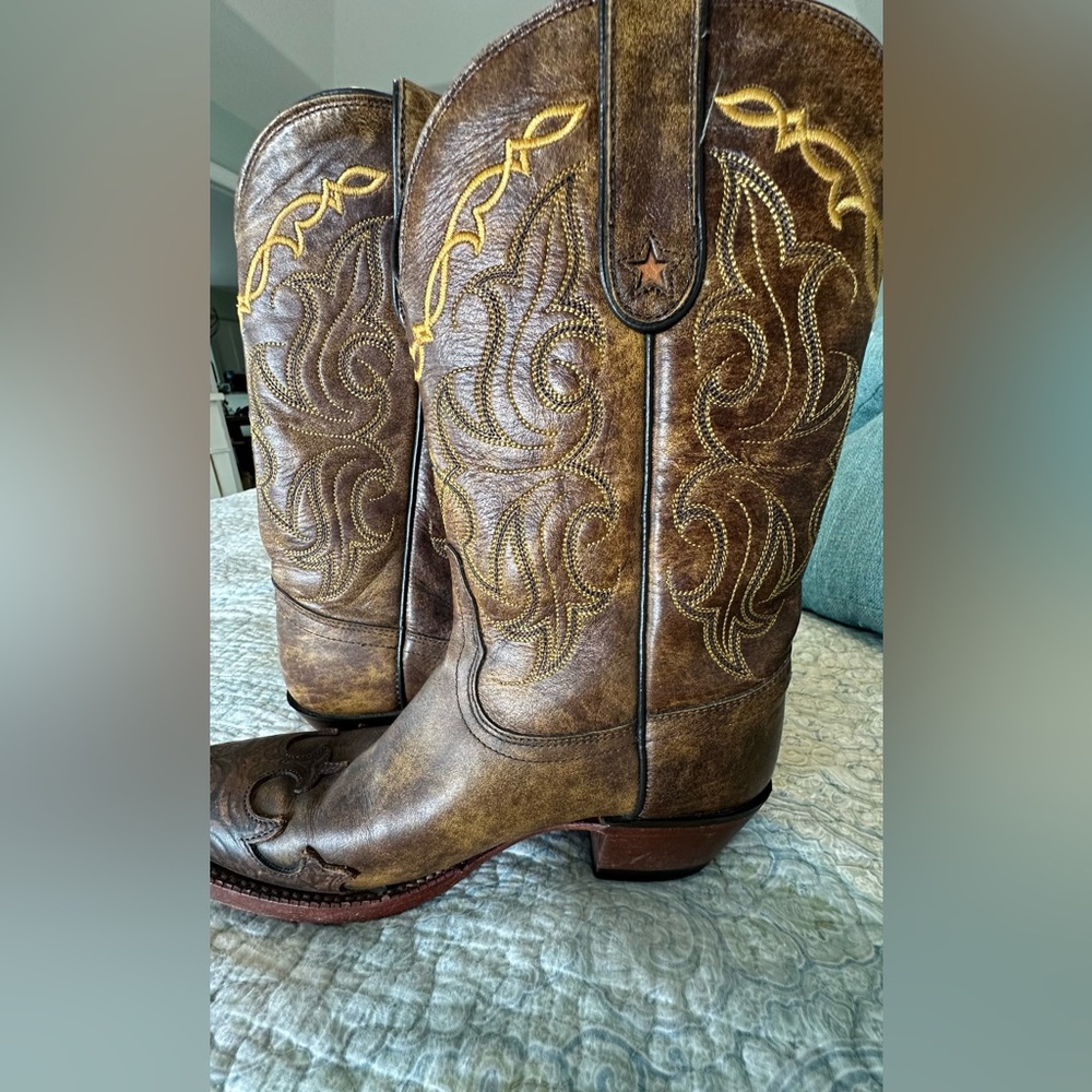 Tony Lama Vaquero Western Cowboy Boots Leather Embroidered Women’s Size 6.5 - Picture 4 of 16